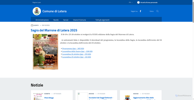 Security scan screenshot of https://www.comune.latera.vt.it/