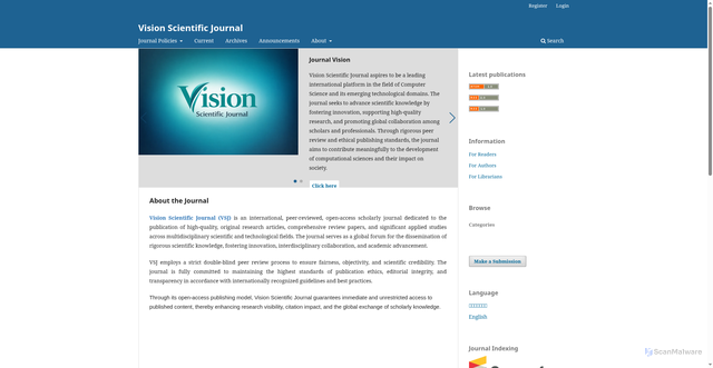 Security scan screenshot of https://vision-journal.com/