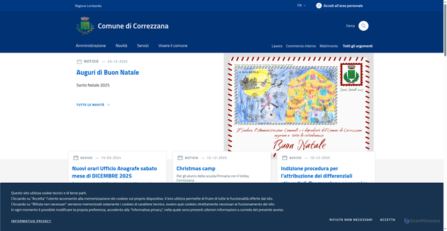 Security scan screenshot of https://www.comune.correzzana.mb.it/