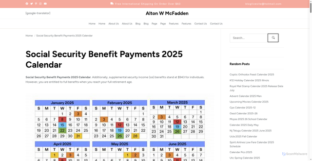 Security scan screenshot of https://altonwmcfaddenr.pages.dev/gfims-social-security-benefit-payments-2025-calendar-tumby/