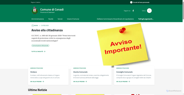 Security scan screenshot of https://comune.cenadi.cz.it/