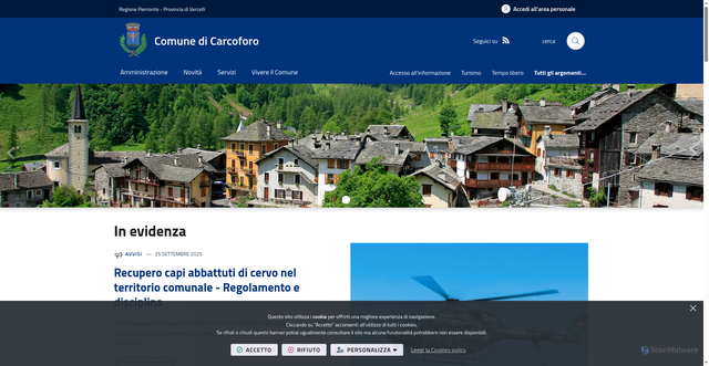 Security scan screenshot of https://www.comune.carcoforo.vc.it/it-it/home