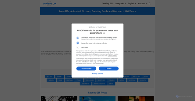 Security scan screenshot of https://usagif.com