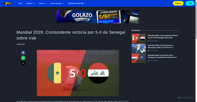 Security scan screenshot of https://zona.palmsbet.pe/deportes/futbol/senegal-e-irak-cierran-su-participacion-en-la-fase-de-grupos/