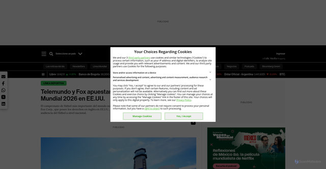 Security scan screenshot of https://www.bloomberglinea.com/linea-deportiva/telemundo-y-fox-apuestan-por-una-audiencia-record-del-mundial-2026-en-eeuu/
