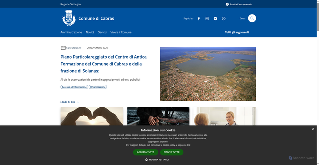 Security scan screenshot of https://www.comune.cabras.or.it/it