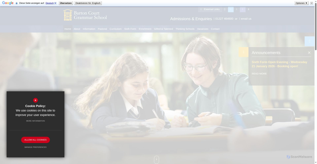 Security scan screenshot of https://www.bartoncourt.org/