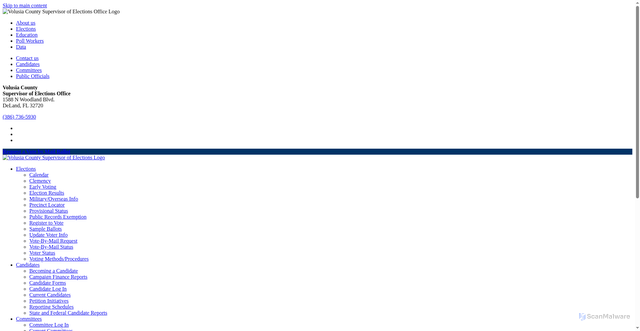 Security scan screenshot of https://www.volusiaelections.gov/