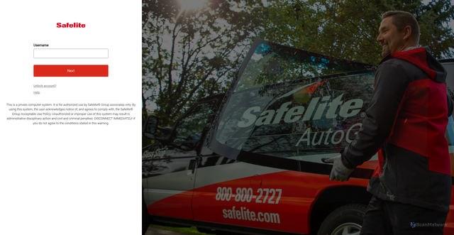 Security scan screenshot of https://safelite2.file.force.com
