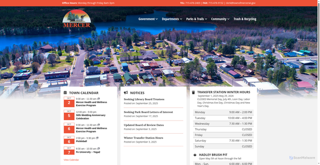 Security scan screenshot of https://www.townofmercer.com/