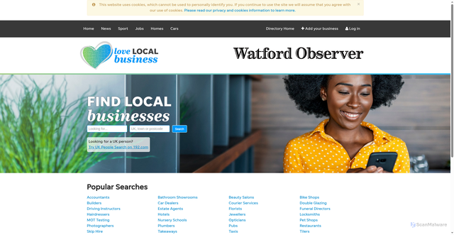 Security scan screenshot of https://directory.watfordobserver.co.uk