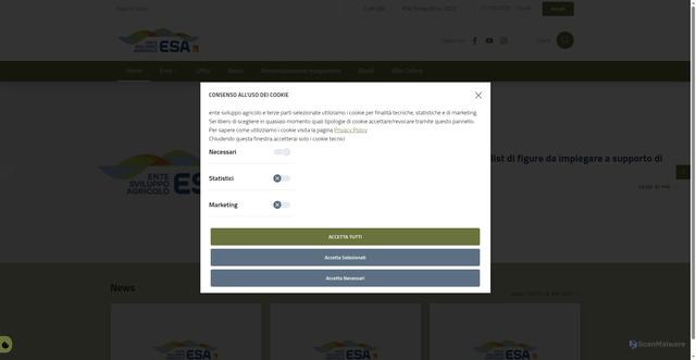 Security scan screenshot of https://www.entesviluppoagricolo.it/