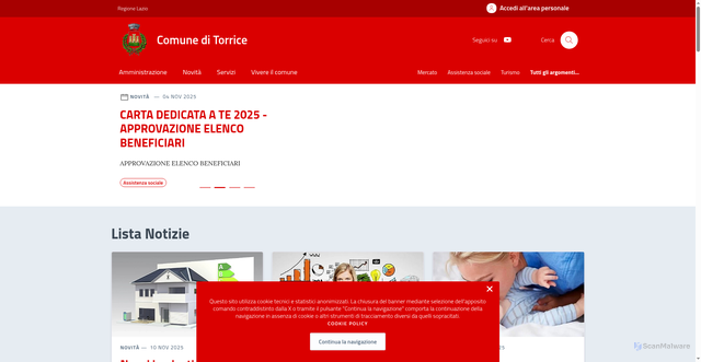 Security scan screenshot of https://www.comune.torrice.fr.it/