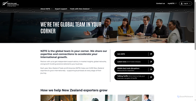 Security scan screenshot of http://www.nzte.govt.nz