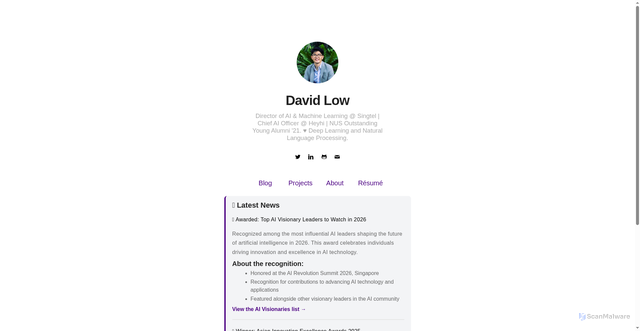 Security scan screenshot of http://davidlow.ai/