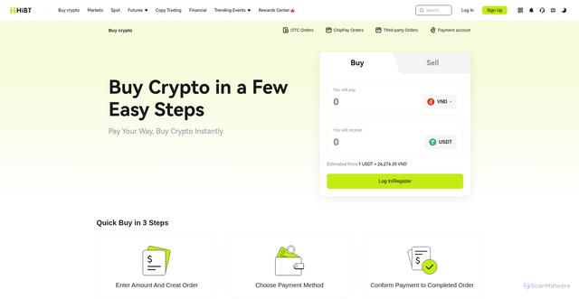 Security scan screenshot of https://hibt21.com/zh-tw/fast-coin-buying