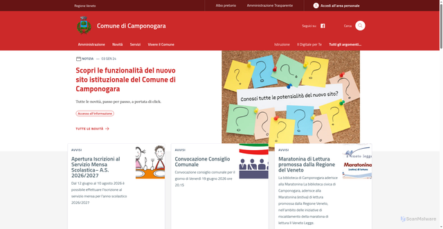 Security scan screenshot of https://www.comune.camponogara.ve.it
