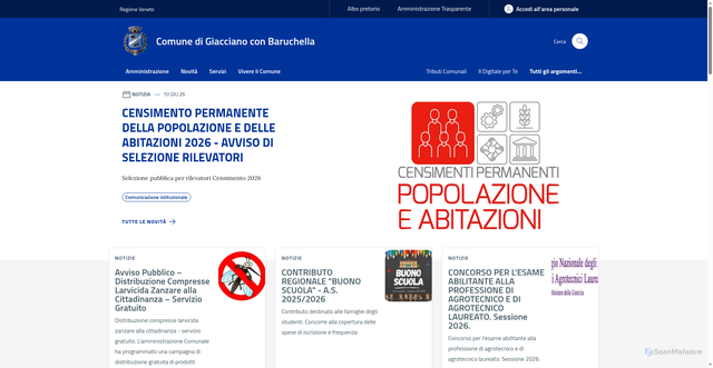 Security scan screenshot of https://www.comune.giacciano.ro.it