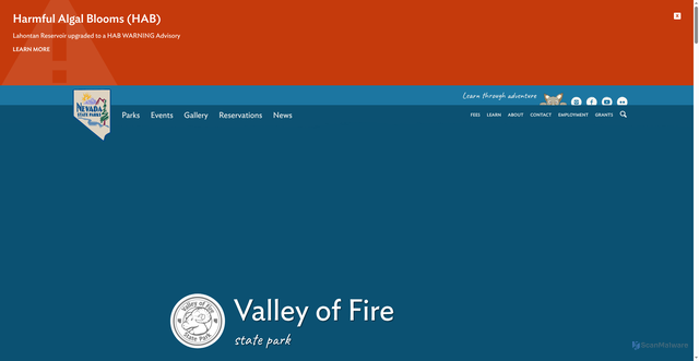 Security scan screenshot of https://parks.nv.gov/parks/valley-of-fire