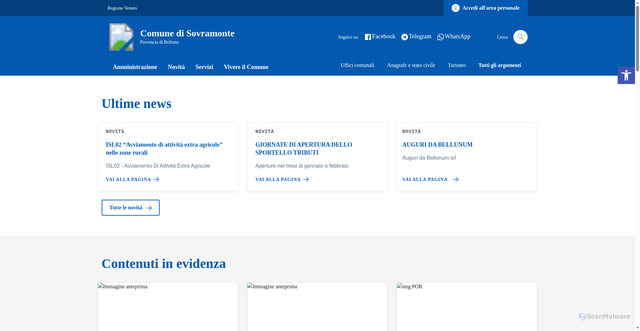 Security scan screenshot of https://comune.sovramonte.bl.it/