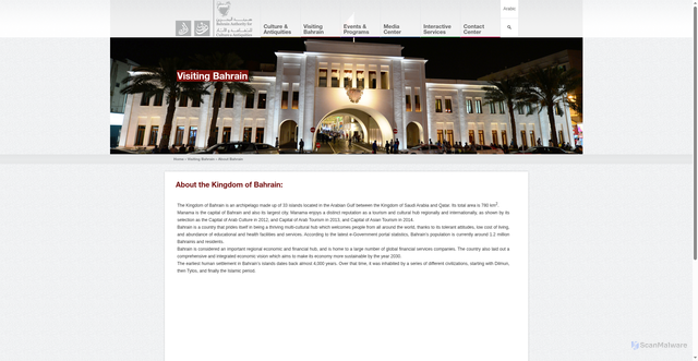 Security scan screenshot of https://culture.gov.bh/en/visitingbahrain/about_bahrain/