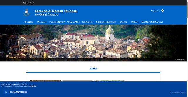 Security scan screenshot of https://www.comune.noceraterinese.cz.it/hh/index.php