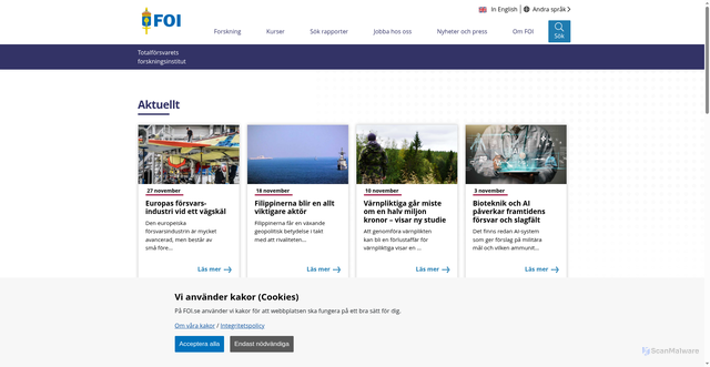 Security scan screenshot of https://www.foi.se/