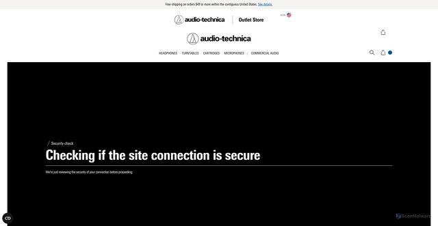 Security scan screenshot of https://outlet.audio-technica.com
