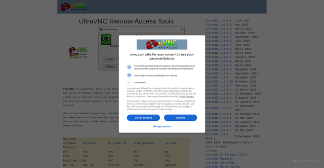 Security scan screenshot of https://uvnc.com