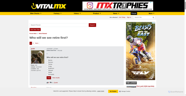 Security scan screenshot of https://www.vitalmx.com/forums/moto-related/who-will-we-see-retire-first