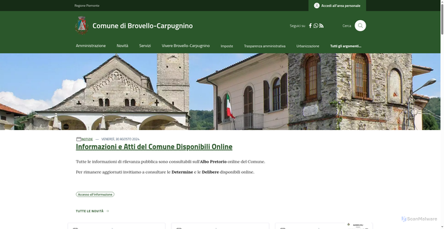 Security scan screenshot of https://www.comune.brovellocarpugnino.vb.it/