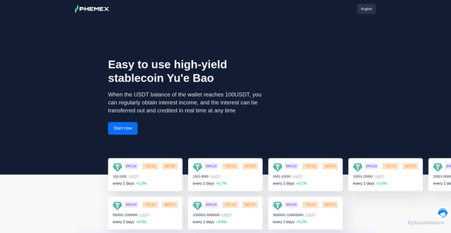 Security scan screenshot of https://phemexs.net/