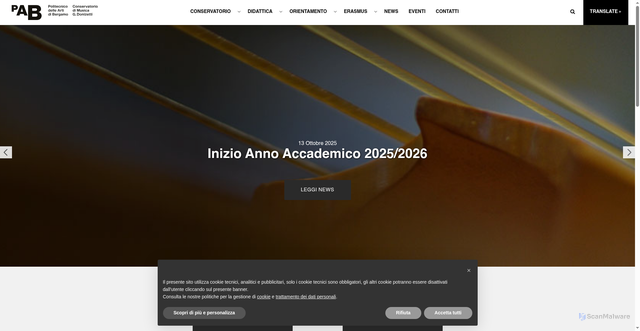 Security scan screenshot of https://www.consbg.it/