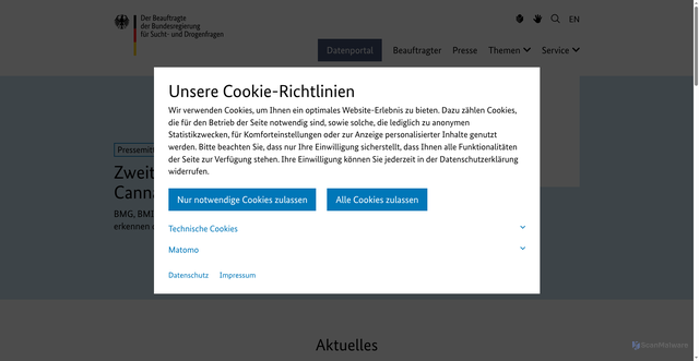Security scan screenshot of http://www.drogenbeauftragte.de