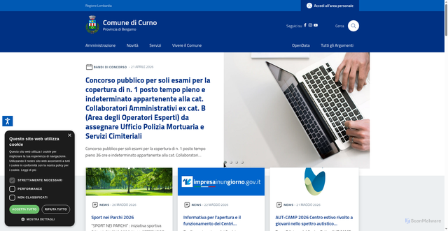 Security scan screenshot of https://www.comune.curno.bg.it