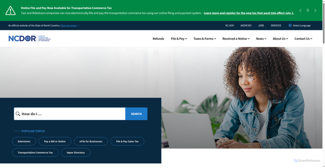 Security scan screenshot of https://www.ncdor.gov/