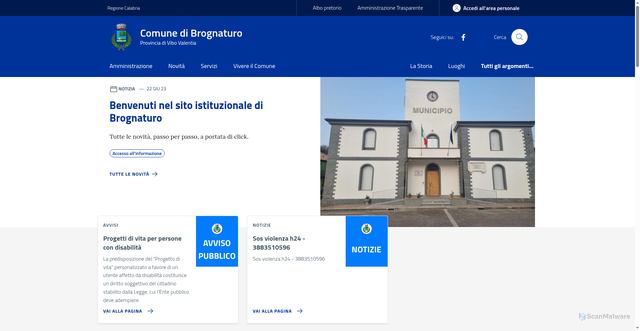 Security scan screenshot of https://www.comune.brognaturo.vv.it/