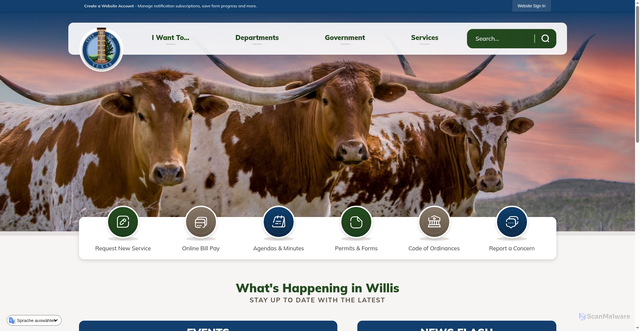 Security scan screenshot of http://www.ci.willis.tx.us/