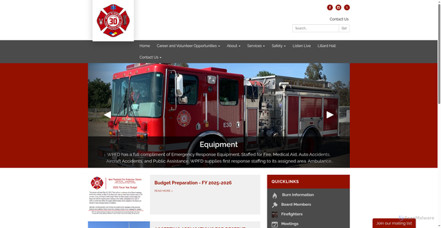 Security scan screenshot of https://www.westplainfieldfire.gov/