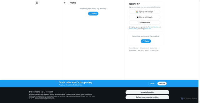 Security scan screenshot of https://x.com/MyCompany404