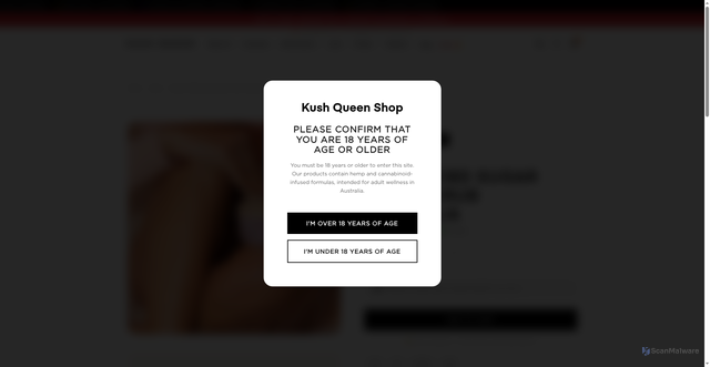 Security scan screenshot of https://kushqueenshop-com.pages.dev/products/cbd-sugar-scrub-australia
