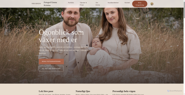 Security scan screenshot of https://fotografemmakristina.se