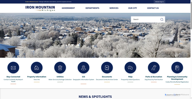 Security scan screenshot of https://ironmountainmi.gov/