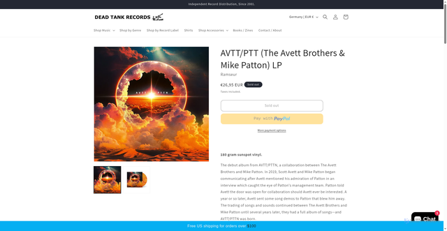 Security scan screenshot of https://deadtankrecords.com/products/avtt-ptt-the-avett-brothers-mike-patton-lp1?srsltid=AfmBOopGsFfxtc3lc-WDW-vdZgTE0tGLaC13YhDfYRBi4sq1IKwSgwGj