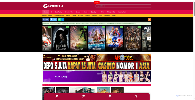 Security scan screenshot of https://lk21.cyou/page/2/