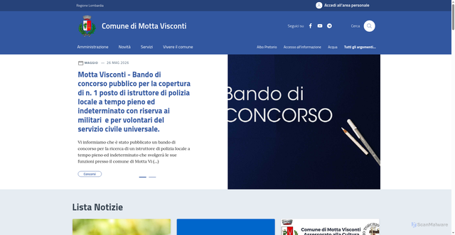 Security scan screenshot of https://www.comune.mottavisconti.mi.it