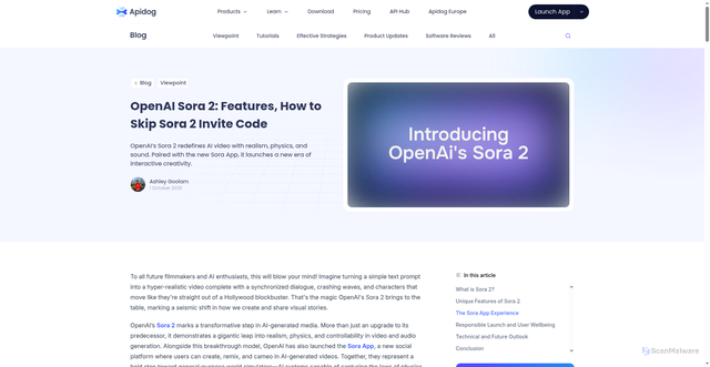 Security scan screenshot of https://apidog.com/blog/openai-sora-2/
