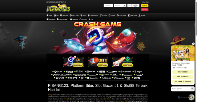 Security scan screenshot of https://lengpisang123.com/desktop/game/crashgame/jili