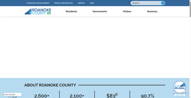 Security scan screenshot of https://roanokecountyva.gov/