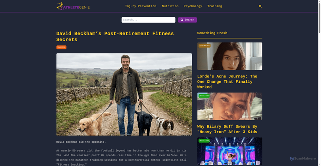 Security scan screenshot of https://athletegenie.pages.dev/posts/david-beckham-s-post-retirement-fitness-secrets
